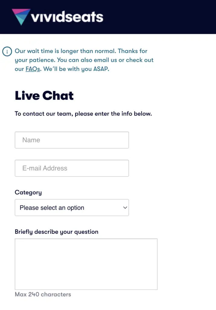 cancel vivid seats via live chat