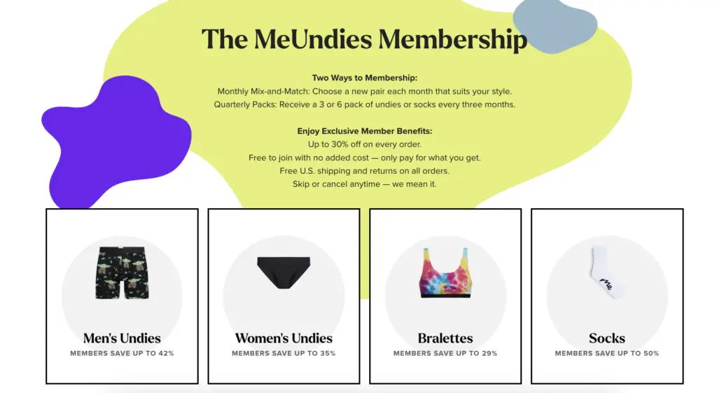 MeUndies Membership Plans