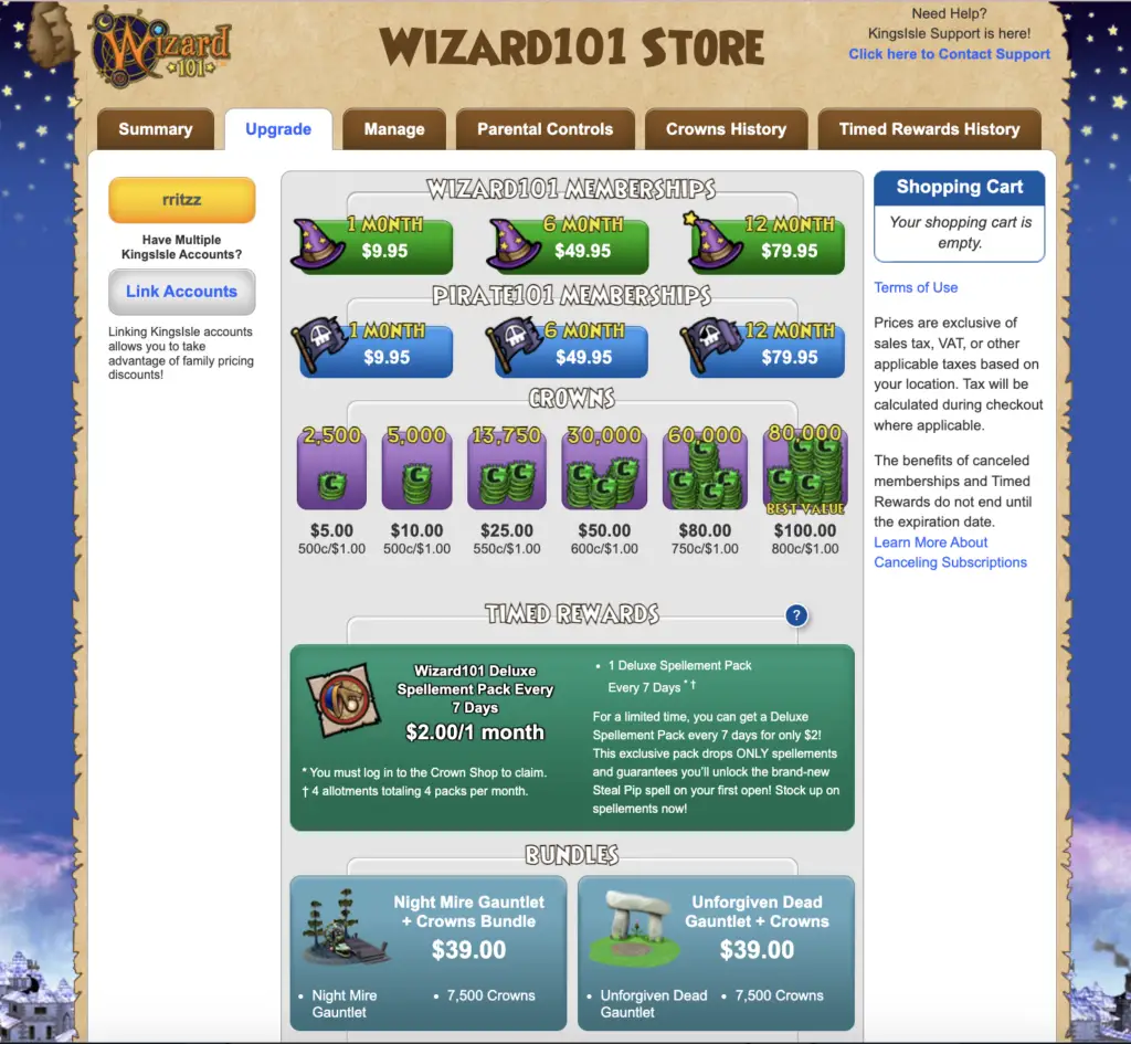 Wizard101 Membership Prices